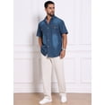 thumbnail image 5 of DARING DIVA Men's Denim Chest Pockets Western Retro Short Sleeve Shirts M Dark Blue, 5 of 7