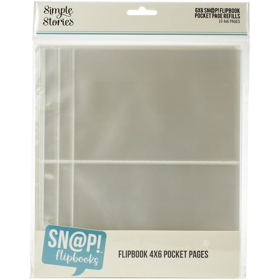 Simple Stories Sn@p! Pocket Pages For 6"X8" Flipbooks 10/Pkg-(2) 4"X6" Pockets