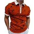 thumbnail image 1 of Hauts pour Femmes Manches 3/4, T-Shirts pour Femmes, T-Shirts à Manches Courtes Zippées pour Hommes, T-Shirt Imprimé à Col Rabattu, Haut Ample, T-Shirts pour Hommes en Coton, 1 of 5