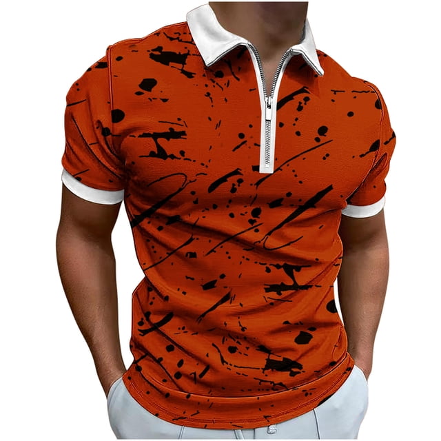 Hauts pour Femmes Manches 3/4, T-Shirts pour Femmes, T-Shirts à Manches Courtes Zippées pour Hommes, T-Shirt Imprimé à Col Rabattu, Haut Ample, T-Shirts pour Hommes en Coton