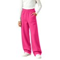 thumbnail image 4 of NAISIBABY Girls Sweatpants, with Pockets Wide Leg Dstring Kids Baggy Lightweight Casual Pants Hot Pink Size 12, 4 of 6