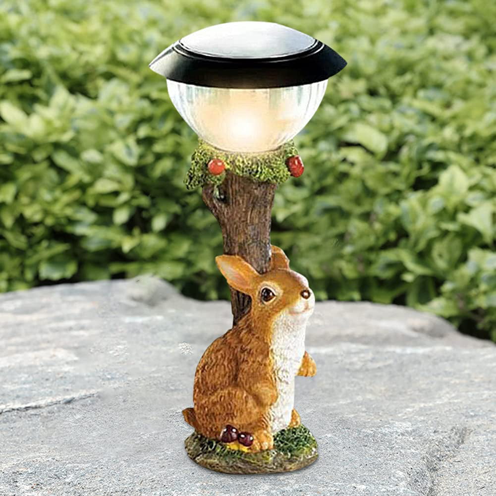Cat Resin Animal Solar Figurine Lights Garden Decor LEDs Small Outdoor Lighting for Yard Patio 