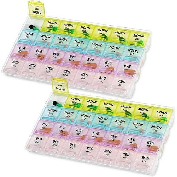 MEDca Monthly Large 7-Day Pill Organizer, Plastic, Multicolor (2 Pack)