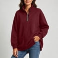 thumbnail image 6 of cocolona Womens Half Zip Pullover Sweatshirts Casual Long Sleeve Stand Collar Shirts Workout Loose Solid Color Tops, 6 of 8