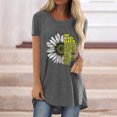 thumbnail image 1 of Mode Femme Décontractée Imprimé Col Rond T-shirt Manches Courtes Ample Blouse Pull, 1 of 5