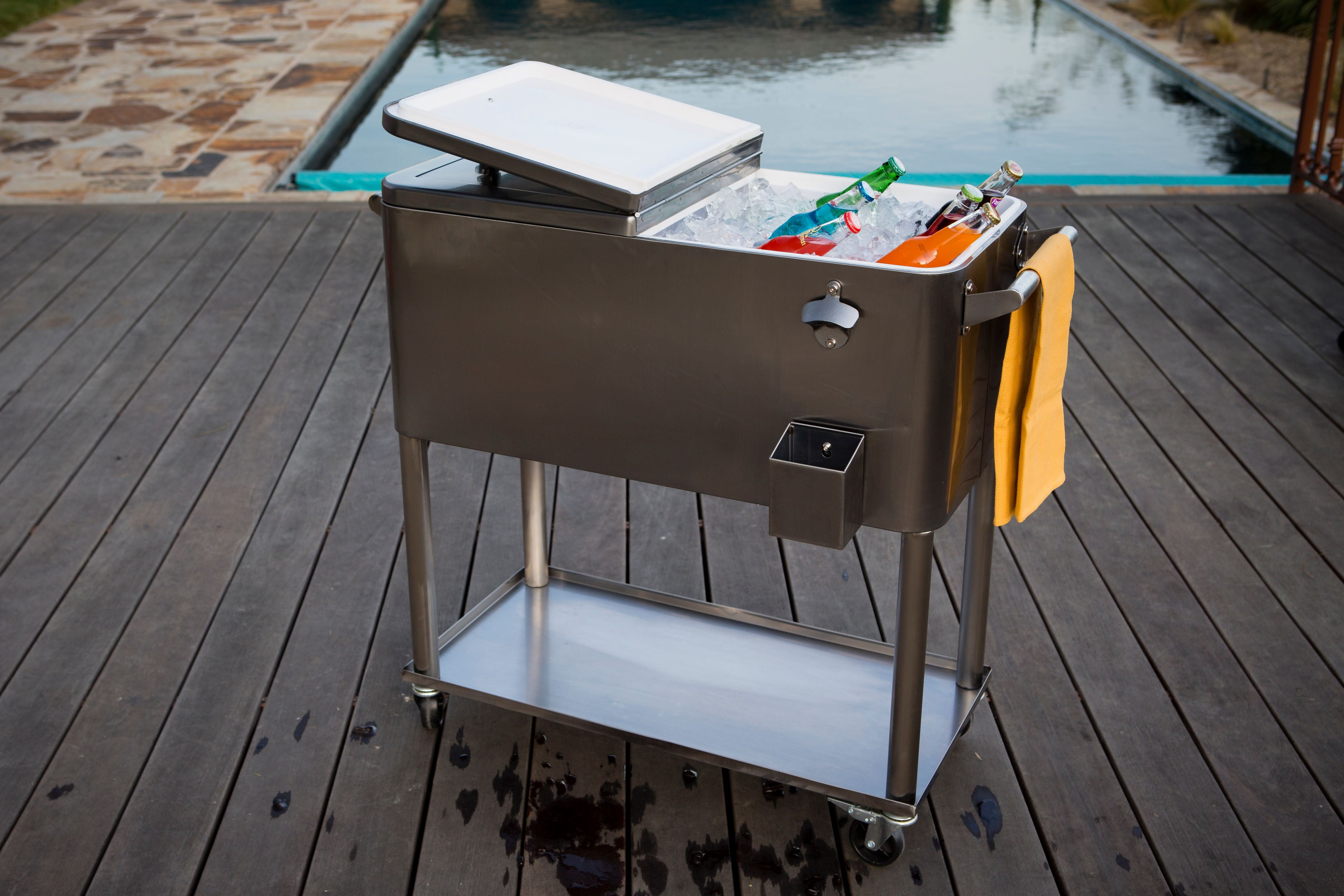 Permasteel 80 Qt Stainless Steel Patio Cooler With Bottom Tray Permasteel 80 Qt Stainless Steel Patio Cooler With Bottom Tray Com