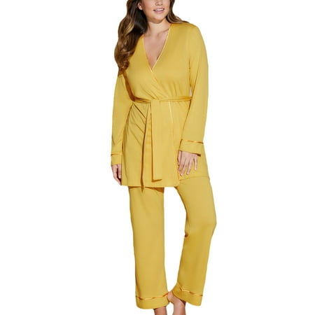

Cosabella Bella Curvy Pima 3 Piece PJ Set (AMORE9862) Small Serengeti Sun