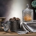 thumbnail image 3 of Vintage Diamond Cut Glass Canister with Lid - Decorative Candle Holder, Crystal Candy Jars for Home Decor, Bathroom Vanity Jars(Gray), 3 of 5