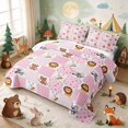 thumbnail image 3 of Erosebridal Lion Quilt King for Girls, Pink Patchwork King Coverlet Set, 3 Pieces 1 Bedspread and 2 Pillowcases, 3 of 7