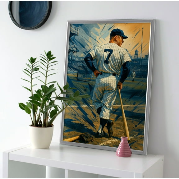 Mickey Mantle Painting Poster or Canvas Wall Art