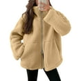thumbnail image 2 of UYISJ Womens Fleece Jacket Oversized Zip Up Sherpa Coats Casual Coats Winter Fall Outerwear Mock Neck Clothes with Pockets Yellow XXL, 2 of 8