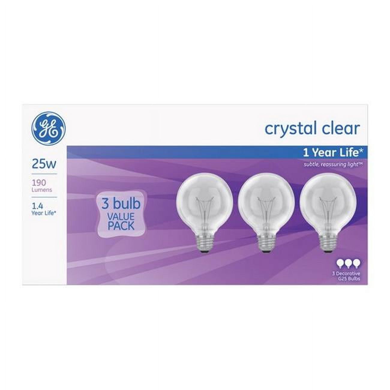 Bulbrite 25G25CL2 - 25-Watt G25 Globe Light Bulb, Clear, Medium Base (E26), 2500 Hour Life