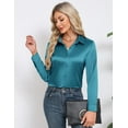 thumbnail image 3 of Zeagoo Button Up Shirt Women Satin Long Sleeve Loose Office Blouses Collared Dressy Casual Business Silk Tops, 3 of 6