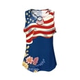 thumbnail image 5 of Uootdi Womens Patriotic Tank Tops American Flag Floral Print Sleeveless Top O Ring Cut Out Loose Fit 4th Of July Patriotic Blouses Holiday Casual Style Gift, 5 of 6