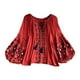 thumbnail image 1 of Blusa bordada para mujer, camisa informal de manga larga a la moda para verano y calle. naranja rojo, 1 of 9