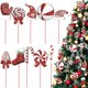 thumbnail image 1 of wonima02 20 Pcs Christmas Picks Set Xmas Candy Ornaments Glitter Santa Hat Gloves Candies with Red and White Stripes on Sticks Tree Toppers Christmas Decorations Sticks for Wreath Vase Filler Crafts, 1 of 1