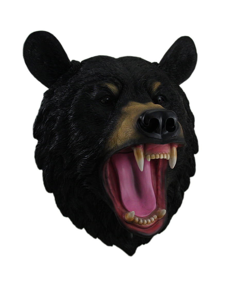 Bearly a Roar Silent Snarling Black Bear Head Wall Mounted Statue 16