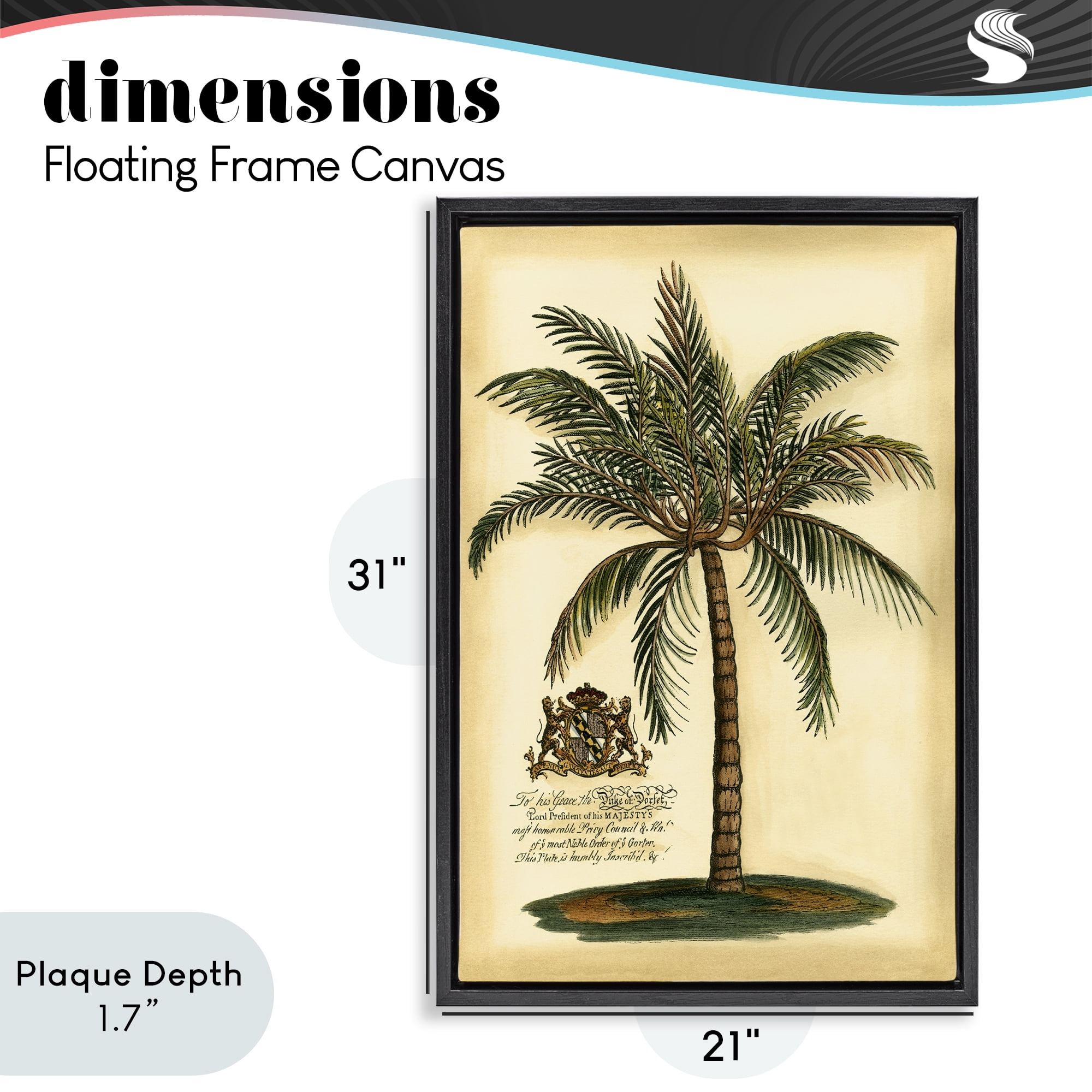 Stupell Industries British Colonial Palm Black Framed Floater Canvas Wall Art, design by Vision Studio