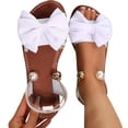 thumbnail image 5 of Crunowin Women's Casual Sandals, Bow Round Toe Open Toe Solid Color Indoor Outdoor Big Size Comfortable Shoes White 5.5, 5 of 10