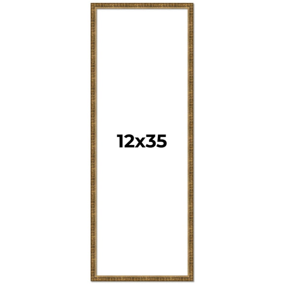 12x35 Frame Gold Picture Frame - Complete Modern Photo Frame Includes UV Acrylic Shatter Guard