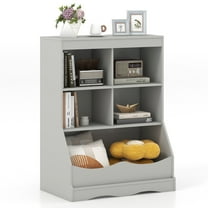 Giantex Kids Toy Storage Organizer, Wooden Organization w/Anti-Tipping Device, Gray