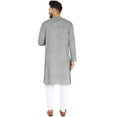 thumbnail image 2 of SKAVIJ Men's Tunic Cotton Kurta Long Shirt Regular Fit (Medium, Lightblack), 2 of 6