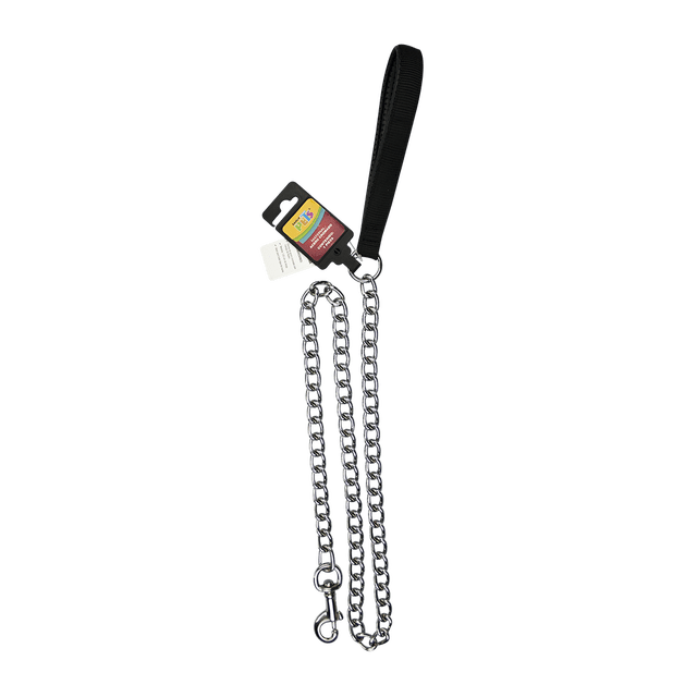 Correa Negra C/Cadena Metalica 120 Cm Fancy Pets