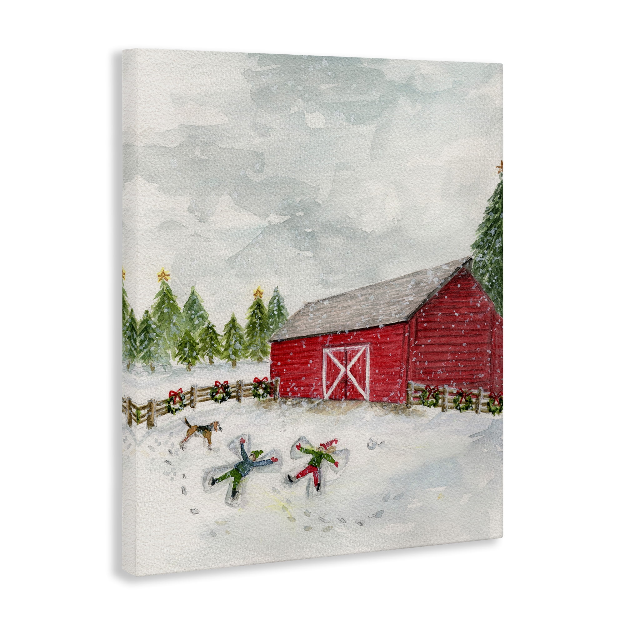 Stupell Industries New England Snow Angels Holiday Painting Gallery Wrapped Canvas Art Print Wall Art, 36 x 48