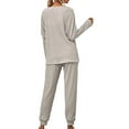 thumbnail image 3 of Innerwin Loungwear Elastic Waist Ladies Nightwear Sleep Drawstring With Pockets Sleepwear Gray L, 3 of 6