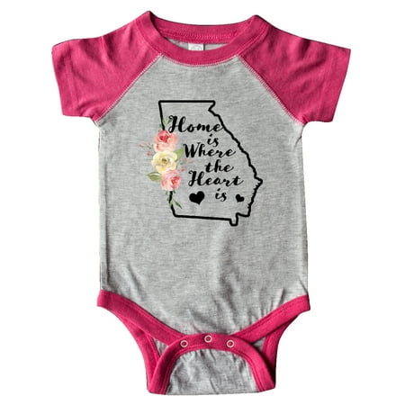 

Inktastic Georgia Home Where the Heart is with Watercolor Floral Gift Baby Boy or Baby Girl Bodysuit