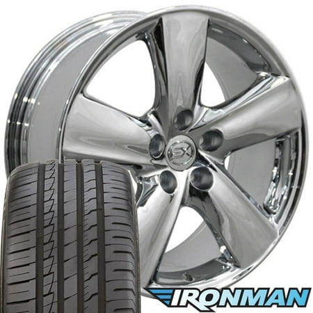 18x8 Wheels & Tires Fit Lexus - GS Style Chrome Rims w/Ironman Tires, Hollander 74196 -