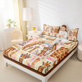 thumbnail image 3 of Castle Fairy Watercolor Collage Giraffe Bed Sheets 4-Piece for Boys,Rainbow Daisy Butterfly Full Size Sheets,Brown Pink White,1 Fitted Sheet, 1 Flat Sheet and 2 Pillowcases, 3 of 6