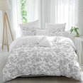 thumbnail image 2 of Boho Gray Flower Bedding 3 Piece Duvet Cover Set Queen Size, Vintage Farmhouse Leaf Spring Plant Soft Microfiber Comforter Cover with Zipper Closure & Pillowcases, Wrinkle & FadeResistant Quilt Cover, 2 of 9