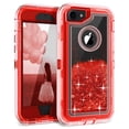 thumbnail image 1 of iPhone 7 Case, iPhone 8 Case, Cellularvilla Glitter Heavy Duty Girly Liquid Bling Quicksand 3 in 1 Hybrid Shockproof Hard Bumper Soft Clear Rubber Protective Cover For Apple iPhone 7/8, 1 of 4