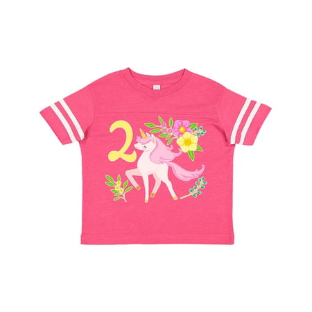 

Inktastic Second Birthday Pink Unicorn with Flowers Gift Toddler Boy or Toddler Girl T-Shirt