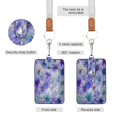 thumbnail image 2 of PU Leather Badge Holder ID Badge Holder with Lanyard for Cards & Credentials Watercolor Blue-purple Flowers, 2 of 6