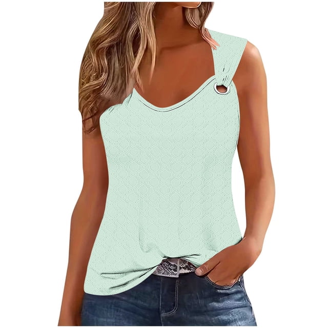 Camisetas Casuales para las Mujeres Camisola sin Mangas Impresa de Ajuste Suelto para el Hogar Y el Uso Diario