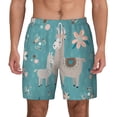 thumbnail image 3 of Uemuo Teal Mama Llama Pattern Mens Swim Trunks Quick Dry Board Shorts with Mesh Lining, Stretch Beach Shorts Quick Dry No-Chafing Board Shorts-Large, 3 of 9