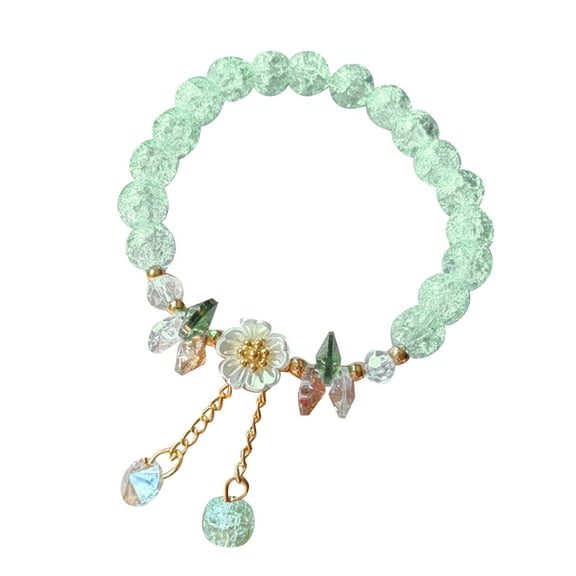 DESIGNICE Kids Flower Bead Bracelet with Glass Adjustable Jewelry for Girls Beaded Bracelets Initial Bracelet for Teen Girls Couples Bracelets