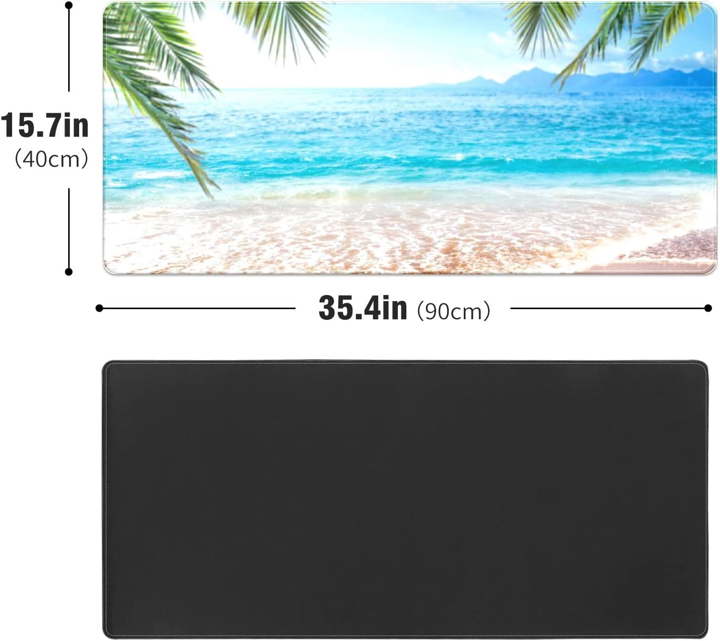 Palm Trees Beach Waves Desk Mat, Desk Accessory, Cute Workspace, Trendy Workspace, Trendy, 35.4x15.7in Large Gaming Mouse Pad, Cute Desk Topper, Pretty Desk Pad