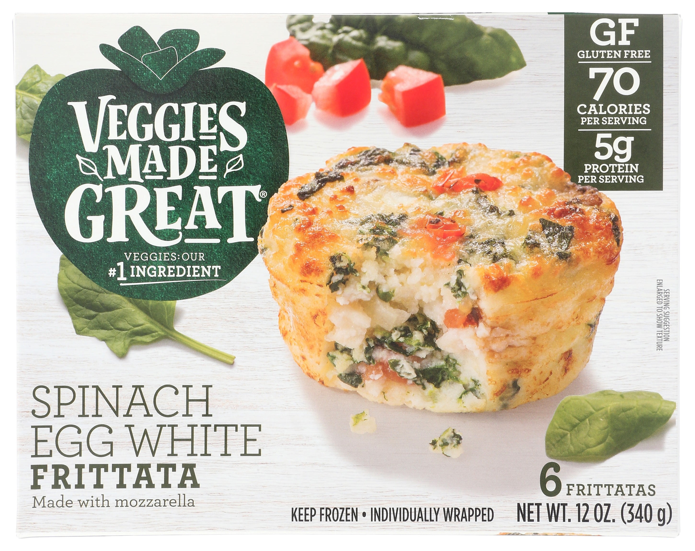 Veggies Made Great Spinach Egg White Frittata, 12oz, 6ct Box (Frozen)