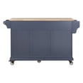 thumbnail image 6 of Miekor Furniture Kitchen Island with Rubber wood Countertop, Kitchen Cart on 5 Wheels with Storage Cabinet and 2 Top Drawers and A center double layered storage drawer for Dinning Room, Blue B5A6913, 6 of 9