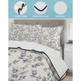 thumbnail image 3 of Quilt King Size Bedding Set, Navy Blue Leaves Reversible Summer Quilt 3 Pieces, Vintage Summer Botanical Farmhouse Rustic Lightweight Bedspreads Coverlets with 2 Pillow Shams for All Seasons, 3 of 5
