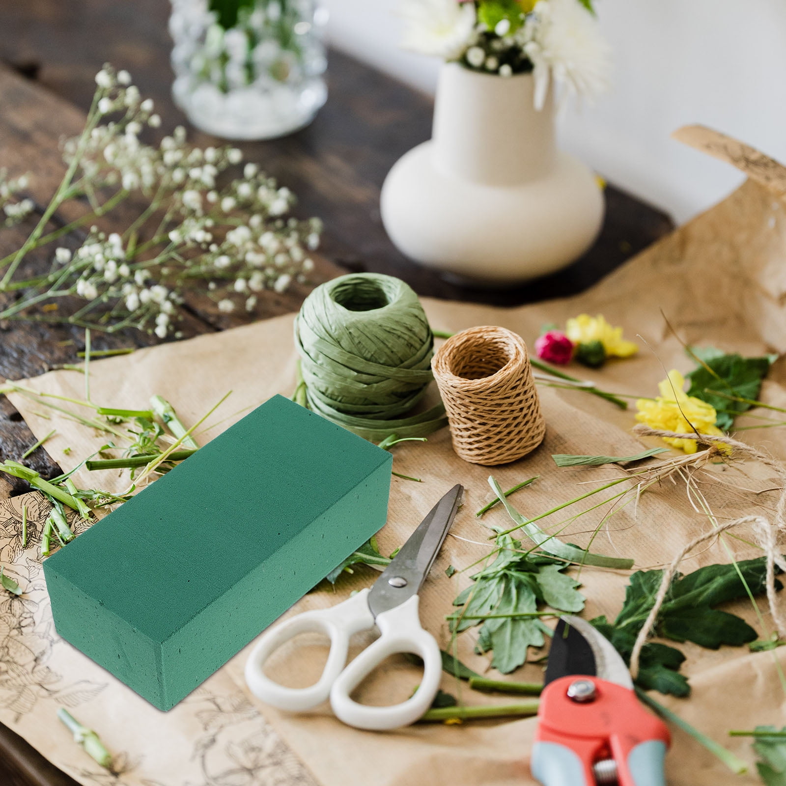 OUNONA 6Pcs Green Flower Mud Base Floral Foam Blocks for Fresh Flower Arrangements and DIY Decor