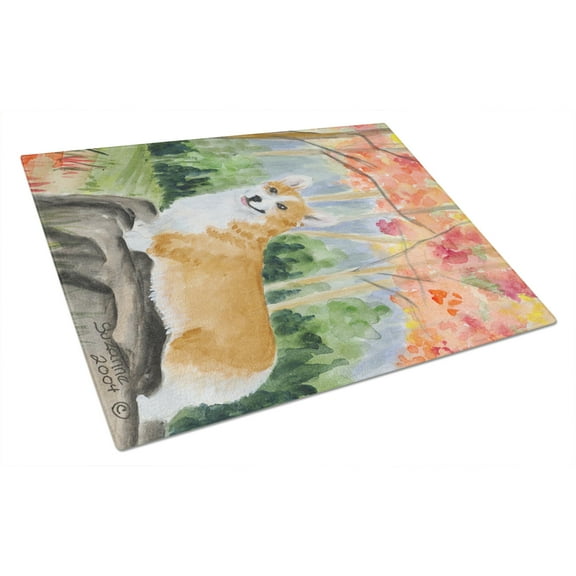 Caroline's Treasures Corgi Glass Cutting Board Large