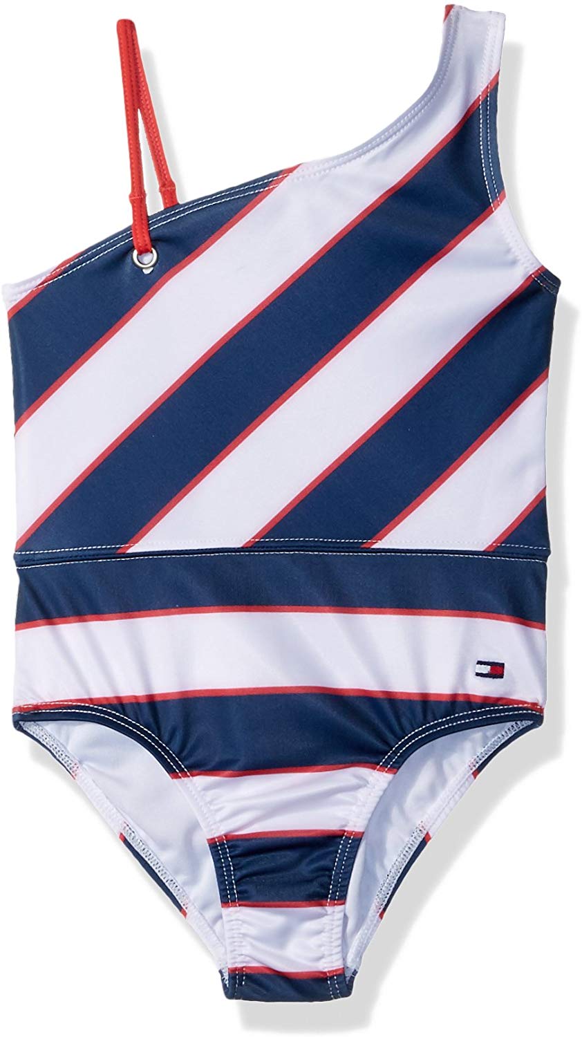 Tommy Hilfiger Girls' Big OnePiece Swimsuit, FlagBlue, Large