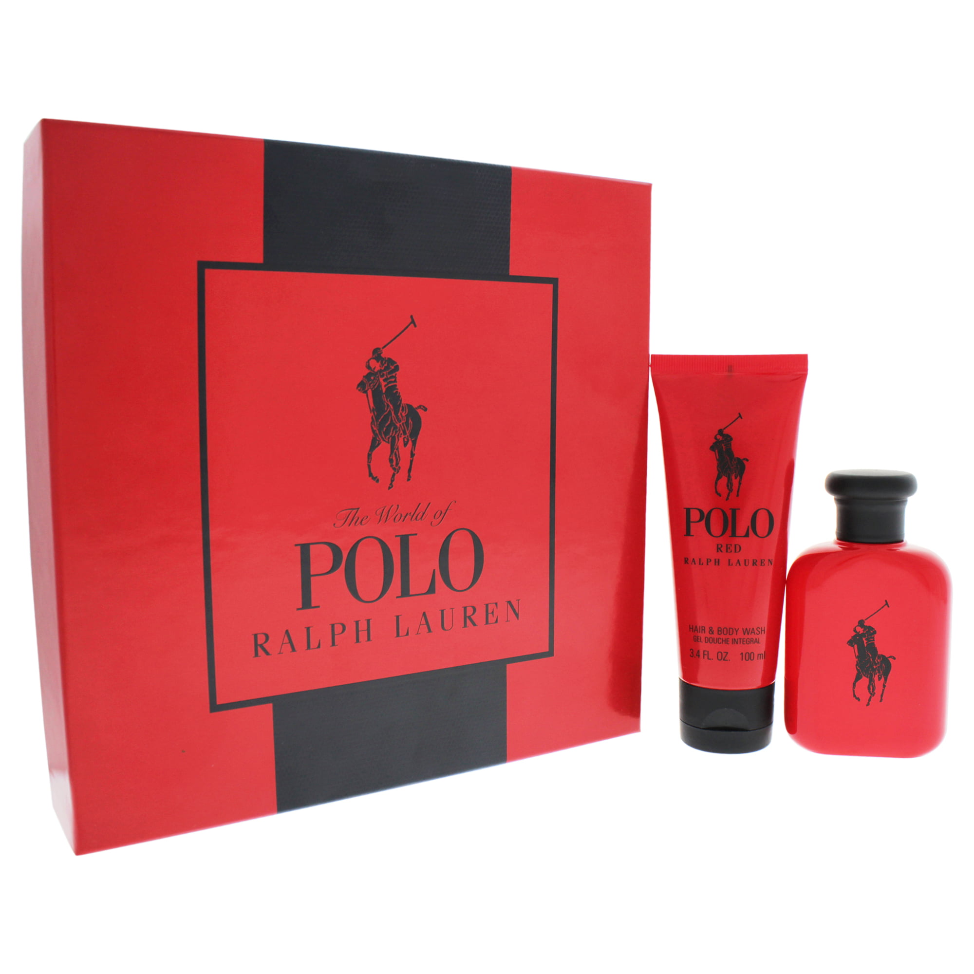 Polo Red by Ralph Lauren for Men - 2 Pc Gift Set  EDT Spray,   Hair & Body Wash 