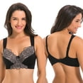 thumbnail image 4 of Curve Muse Plus Size Unlined Minimizer Wirefree Bras with Embroidery Lace-3Pack-Grey,Pink,Black-40DDDD, 4 of 6