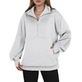 thumbnail image 2 of Futezty Women Casual Striped Half Zip Up Drop Shoulder Sweatshirt Oversized Long Sleeve Pullover Tops with Pockets, 2 of 5