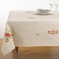 thumbnail image 5 of Fennco Styles Embroidered Ornament Design Christmas Holiday Linen Blend Tablecloth, 5 of 14